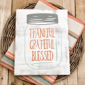 Thankful Grateful Blessed Mason Jar Painted Sign